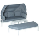 Outsunny 4 PCS Outdoor Garden Sofa Set, Lounge Bed with Canopy, Padded Cushions