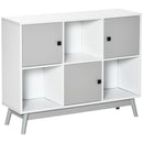 HOMCOM Bookcase, Display Cabinet with 6 Storage Cubes for Living Room Grey