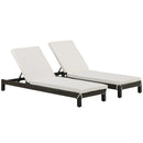 Outsunny Set of 2 Garden Rattan Wicker Sun Lounger Adjustable Relaxer Brown