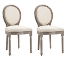 HOMCOM Set of 2 Elegant French-Style Dining Chairs w/ Wood Frame Foam Seat Ivory