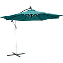 Outsunny 3(m) LED Patio Banana Umbrella Cantilever Parasol w/ Crank, Green