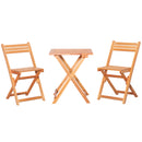 Outsunny 3Pcs Garden Bistro Set, Folding Outdoor Chairs and Table Set, Teak
