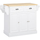 HOMCOM Kitchen Island with Adjustable Shelf Storage Drawers and Cabinets White