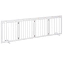 PawHut Pet Gate 4 Panel Wooden Dog Barrier Folding Fence w/ Support Feet