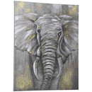 HOMCOM Hand-Painted Canvas Wall Art Elephant for Living Room Bedroom, 100x80cm