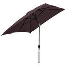 Outsunny 3x2m Patio Parasol Canopy Tilt Crank 6 Ribs Sun Shade Garden Brown