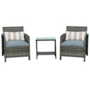 Outsunny 3 PC Outdoor Rattan Sofa Set w/ Chairs Coffee Table Cushion Grey