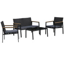 Outsunny 4-Piece Cushioned Outdoor Rattan Wicker Chair and Loveseat Furniture