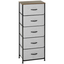 HOMCOM 5 Drawer Fabric Chest of Drawers w/ Wooden Top for Closet Hallway Grey