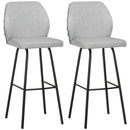 HOMCOM Bar Stools Set of 2, Upholstered Kitchen Stools with Back, Footrest