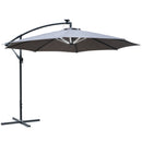 Outsunny 3(m) LED Patio Banana Umbrella Cantilever Parasol w/ Crank, Grey
