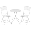 Outsunny Garden Bistro Set for 2 with Folding Chairs and Round Table, White