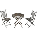 Outsunny 3PCs Garden Bistro Set with 2 Folding Chair and 1 Table, Bronze