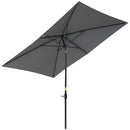 Outsunny 2 x 3(m) Garden Parasol Rectangular Market Umbrella w/ Crank Dark Grey