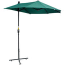 Outsunny 2m Half Garden Parasol Market Umbrella w/ Crank Handle, Base Dark Green