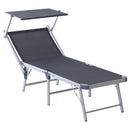 Outsunny Outdoor Lounger Fold 165° Reclining Chair w/ Adjustable Canopy Grey