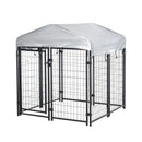 PawHut Outdoor Dog Kennel, Metal Dog Run with Canopy, 120 x 120 x 138cm