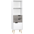 HOMCOM Sideboard Storage Cabinet, Slim Accent Cupboard with Drawers Light Grey