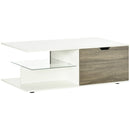HOMCOM Modern Coffee Table w/ Tempered Glass Shelve, Drawers for Living Room