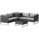 Outsunny 4Pcs Patio Rattan Sofa Garden Furniture Set Table w/ Cushions 4 Seater