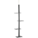 PawHut 260cm Floor To Ceiling Cat Tree Kitten Tower w/ Adjustable Height - Grey