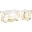 HOMCOM Side Table Set of 2, Modern Coffee End Bedside Storage Tables White