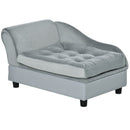 PawHut Pet Sofa with Storage, Dog Chair Cat Couch W/ Cushion, Grey 76x45x41.5 cm