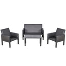 Outsunny 4 PCs Aluminum Rattan Outdoor Sofa Set Conservatory Furniture Tea Table