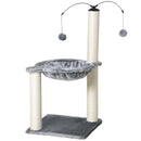 PawHut 83cm Cat Tree Tower w/ Sisal Scratching Post Hammock Toy Ball - Grey