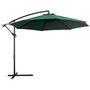 Outsunny 3m Garden Banana Parasol Cantilever Umbrella w/Crank& Base, Dark Green