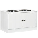 PawHut Raised Dog Bowls for Large Dogs Feeding Station w/ Stand, Storage - White