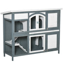 Pawhut Rabbit Hutch   Grey, Black, White