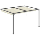 Outsunny 4 x 3(m) Outdoor Pergola Retractable Canopy Wall Mounted Gazebo, Beige