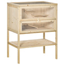 PawHut Wooden Hamster Cage w/ Storage Shelf, Openable Top for Gerbils and Mice