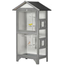 PawHut Wooden Bird Aviary, Outdoor Bird Cage for Finch, Canary w/ Tray - Grey
