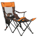 Outsunny Foldable Camping Chair w/ Footrest, Adjustable Backrest, Bag, Coffee