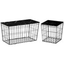 HOMCOM Side Table Set of 2, Modern Coffee End Bedside Storage Tables Black