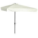 Outsunny 2.3m Half Round Parasol Garden Sun Umbrella Metal w/ Crank Off-White