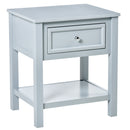 HOMCOM Boxy Accent Bedside End Table Nightstand Drawer Shelf Home Furniture Grey