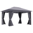 Outsunny 4 x 3(m) Patio Gazebo Garden Shelter w/ Curtains and Netting, Grey