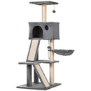 PawHut Cat Activity Tree with Condo Sisal-Covered Scratching Posts for Climbing