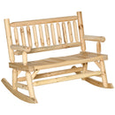 Outsunny Fir Wood Rocking Bench Wooden Patio 2-Person Outdoor Rocker Natural