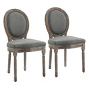 HOMCOM Set of 2 Elegant French-Style Dining Chairs w/ Wood Frame Foam Seat Grey