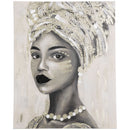 HOMCOM Hand-Painted Wall Art, Canvas Wall Painting African Woman, 100 x 80cm