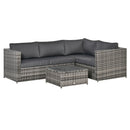 Outsunny 3Pcs Rattan Corner Sofa Set Coffee Table Garden Furniture  w/ Cushion