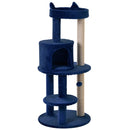 PawHut 4 Tiers 104cm Cat Tree w/ Scratching Posts Perches  Hanging Ball, Blue