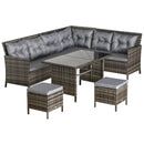 Outsunny 6 PCs Patio wicker Sofa Set Rattan Chair Furniture w/ Glass & Cushioned