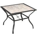 Outsunny Garden Table with Parasol Hole w/ PC Board Tabletop for 4 Persons