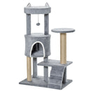 PawHut 100cm Cat Tree with Climbing Ladder Scratching Post Ball, Light Grey
