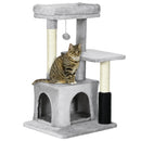 PawHut Cat Tree Climbing Activity Center w/ Scratching Massage Toy Hanging Ball